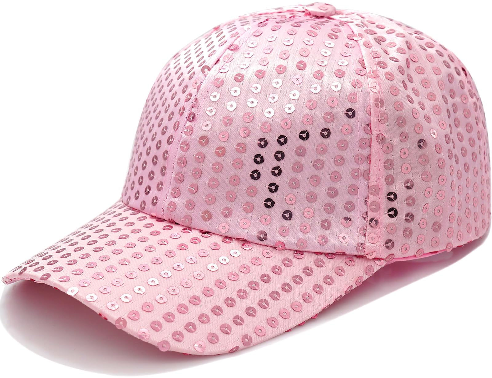 YeeHeen Sequins Baseball Cap Glitter Hat for Boy Girls Shiny Hip Hop Hat Pink
