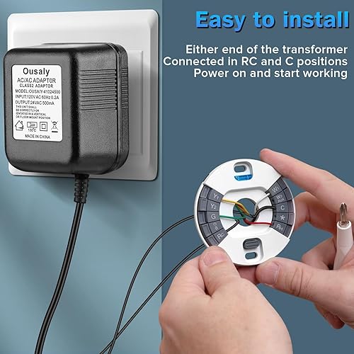 Miniatura 4 de Adaptador de cable C de 24 voltios y 500 MA, transformador de timbre competible con todas las versiones de timbre de anillo y termostato de 16 a 24