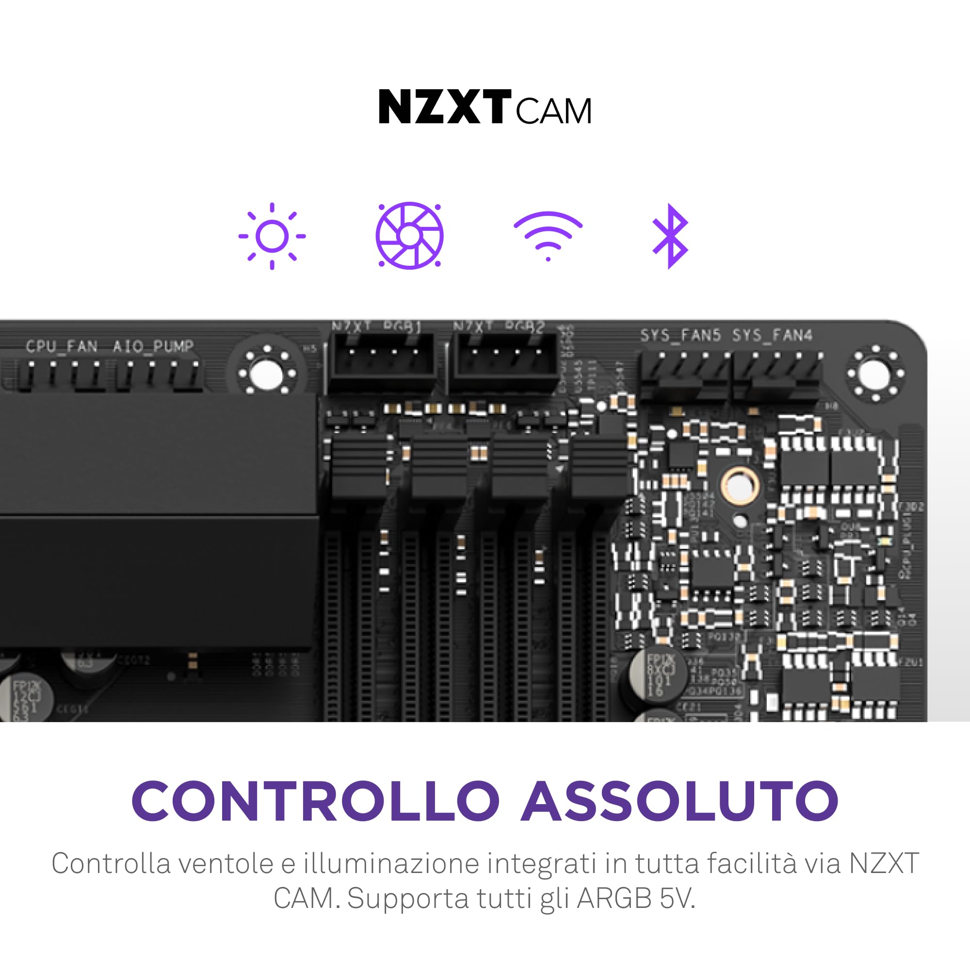 NZXT Scheda madre N7 Z790 - N7-Z79XT-W1 - chipset Intel Z790 (supporta CPU di 12a 13a e 14a generazione) - Scheda madre ATX Gaming - Schermo I/O integrato - connettività WiFi 6E - Bluetooth - Nero