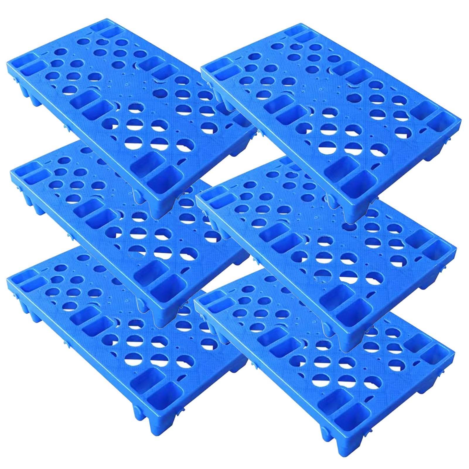 6pcs-Palette en Plastique, 50x30x10cm Résistant À l'eau Palettes Plastiques Légères Entrepôt, Palette D'expédition Emboîtable, Grille Respirante pour Supermarché Cuisine Extérieur