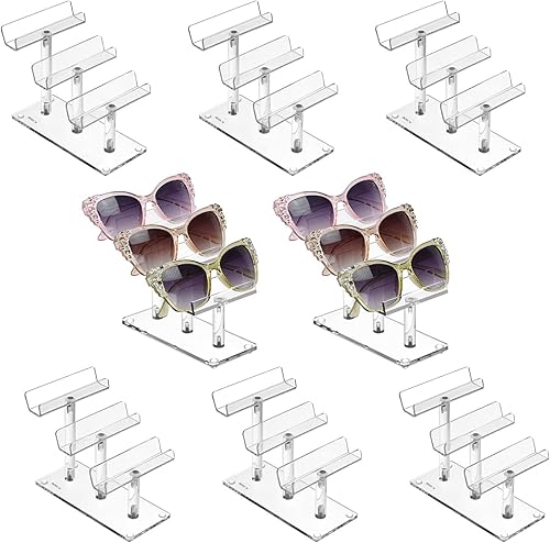 Vista 24 de MOOCA Soporte de marco de lentes de acrílico de 4 niveles, estante para gafas de sol, soporte de gafas de sol, pantalla de acrílico para gafas