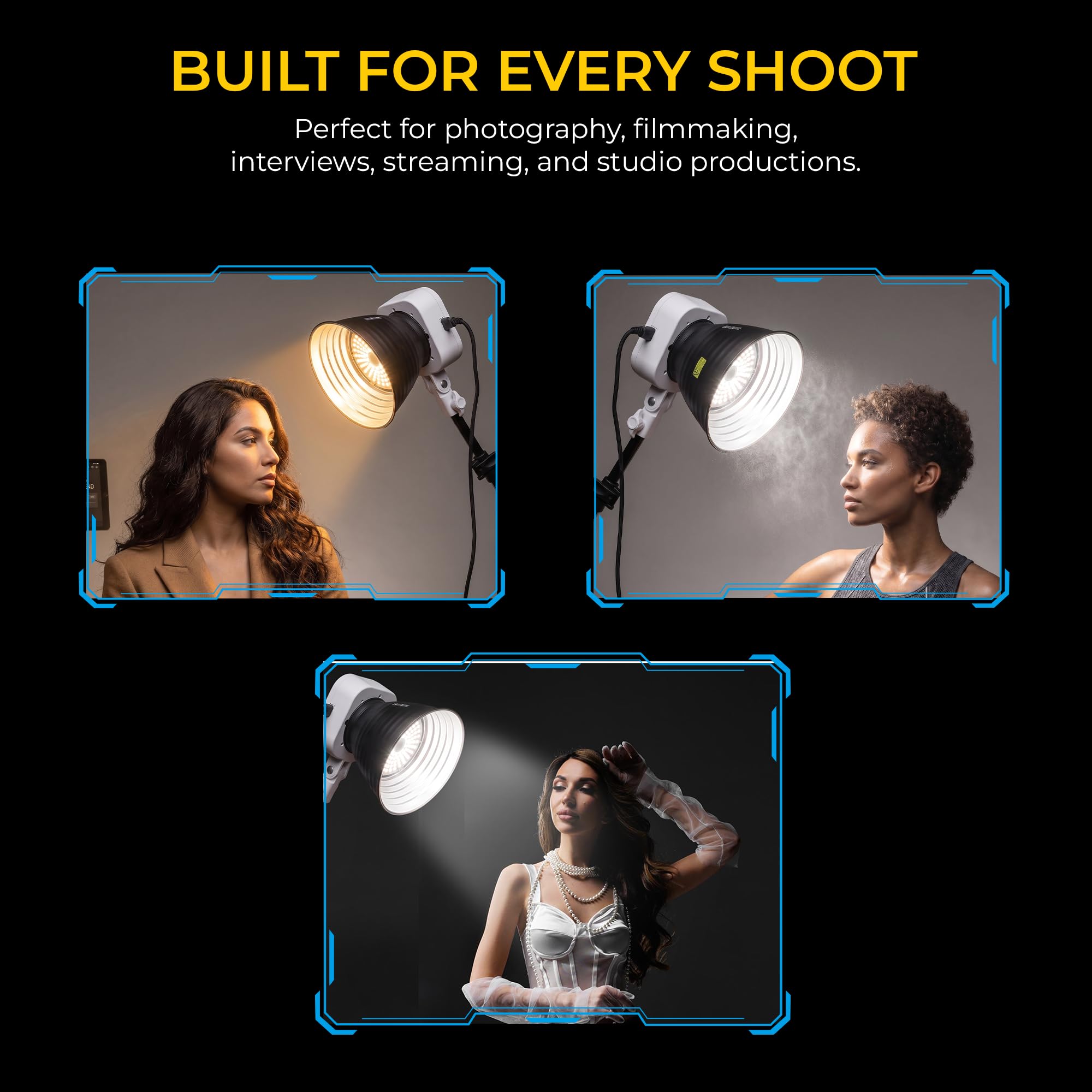 Digitek Lite DCL-150 W Combo Bi-Color COB LED Video Light, 150W Continuous Studio Light, 2700K-6500K, CRI 95+, Bowens Mount, App Control, Reflector for Photography, Videography & Live Streaming — Amazon image 6