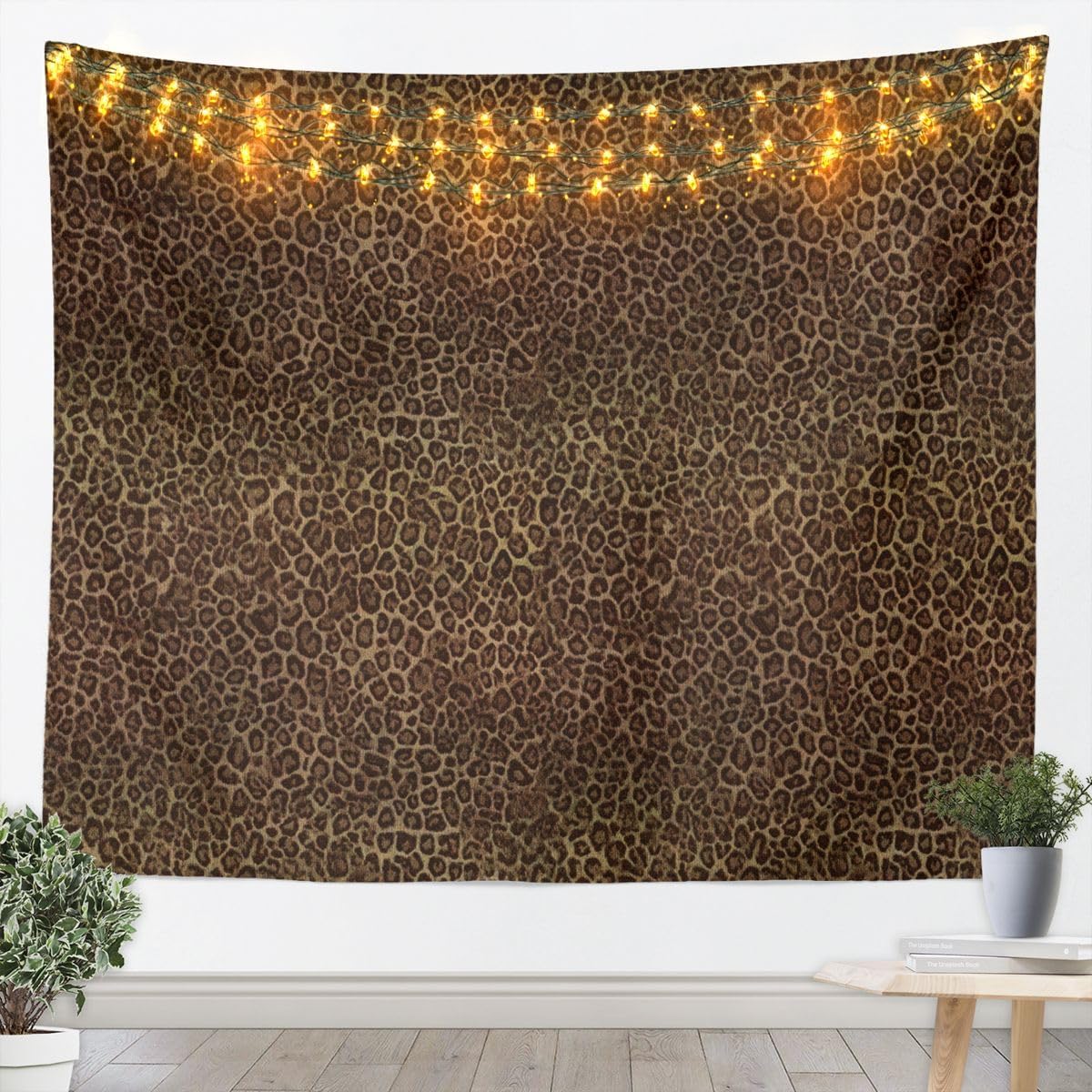 jejeloiu Leopard Print Tapestry Bedroom Wall Hanging Blanket Medium 59" x59