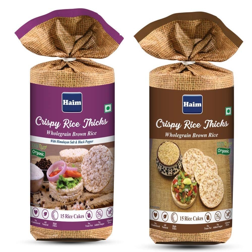 HAIM Organic Wholegrain Brown Rice Cakes with Himalayan Salt & Black Pepper (Pack of 2)-image-6