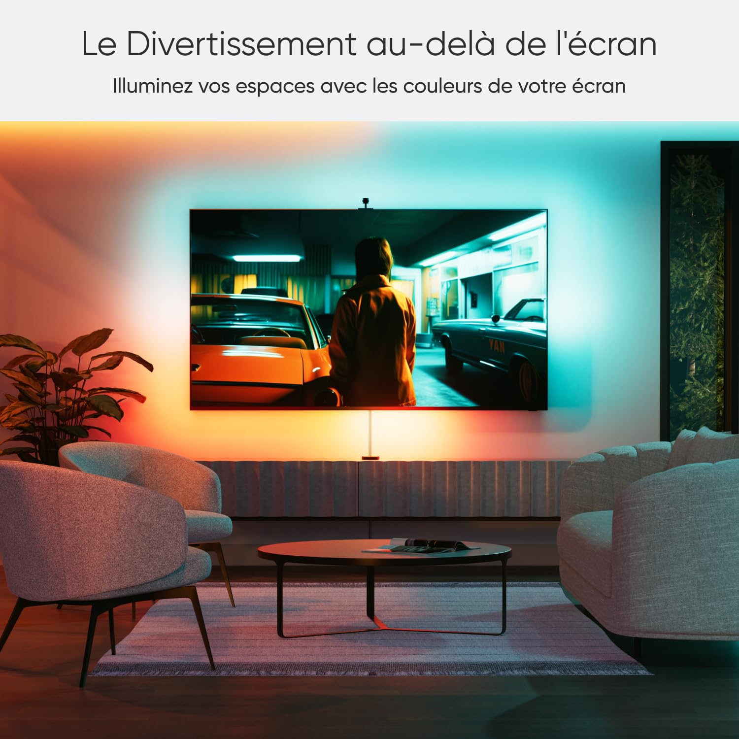 Nanoleaf Kit 4D Screen Mirror + Kit Lightstrip pour téléviseurs et écrans jusqu'à 65"/165 cm - Ruban LED RGBW connecté + Caméra, Thread & Wifi, Compatible Amazon Alexa Google Home Apple