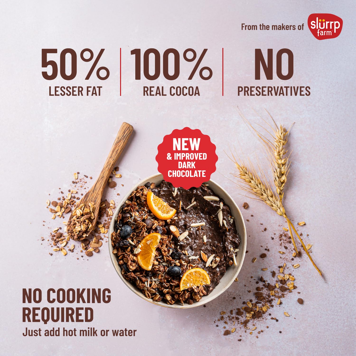 Mille High PROTEIN Chocolate Oatmeal with Fruit & Nuts | Power of 5 grains - Oats, Ragi, Jowar, Barley, Wheat | Flax seeds, Almonds, Raisins | Healthy High Fibre Breakfast Cereal | 400g 1