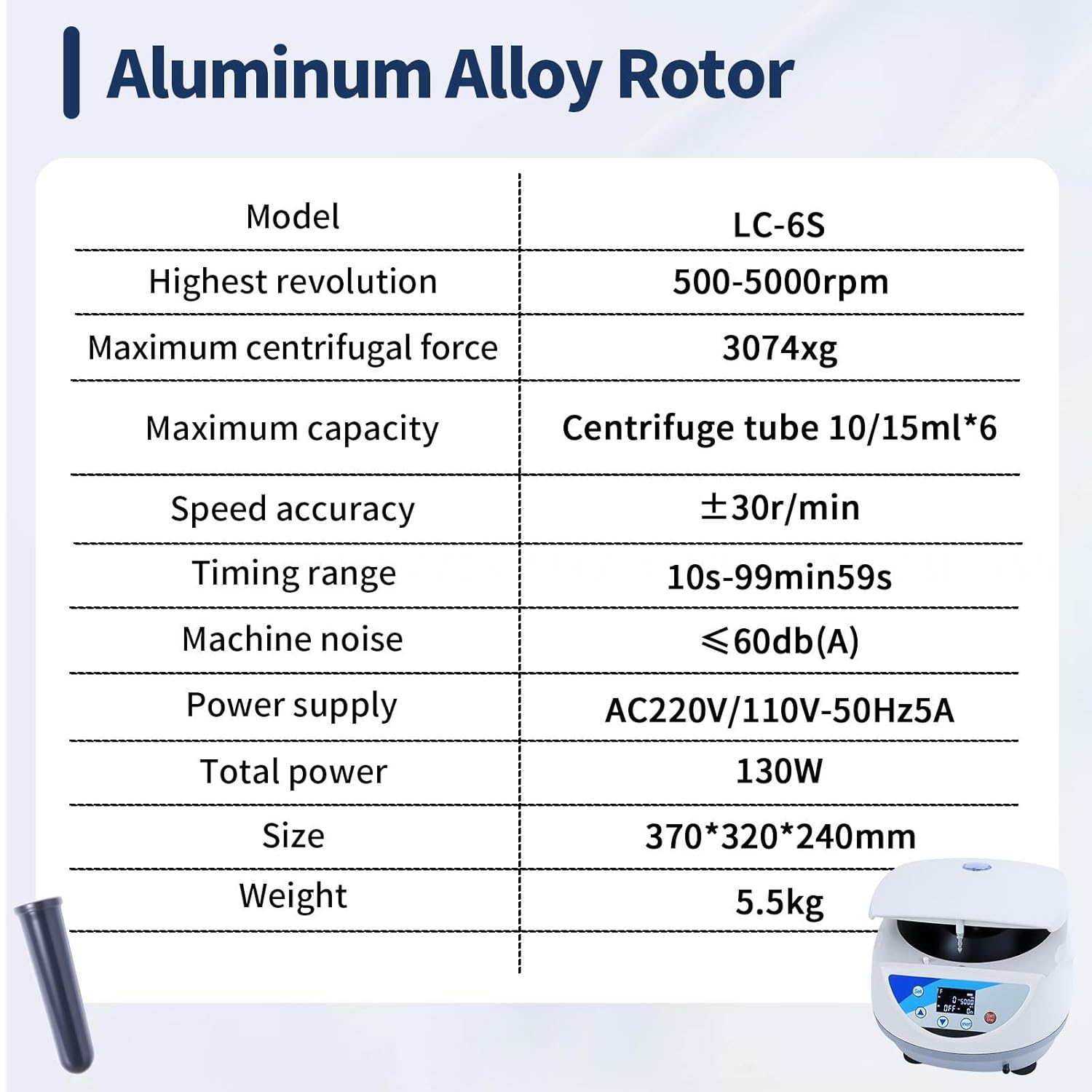 Lab Benchtop Centrifuges 500-5000 RPM Adjustable Speed, Digital Lab Centrifuge Machine 10ml/15ml x 6, Low Speed Desktop Centrifugal Machine for Medical Testing Biological Research