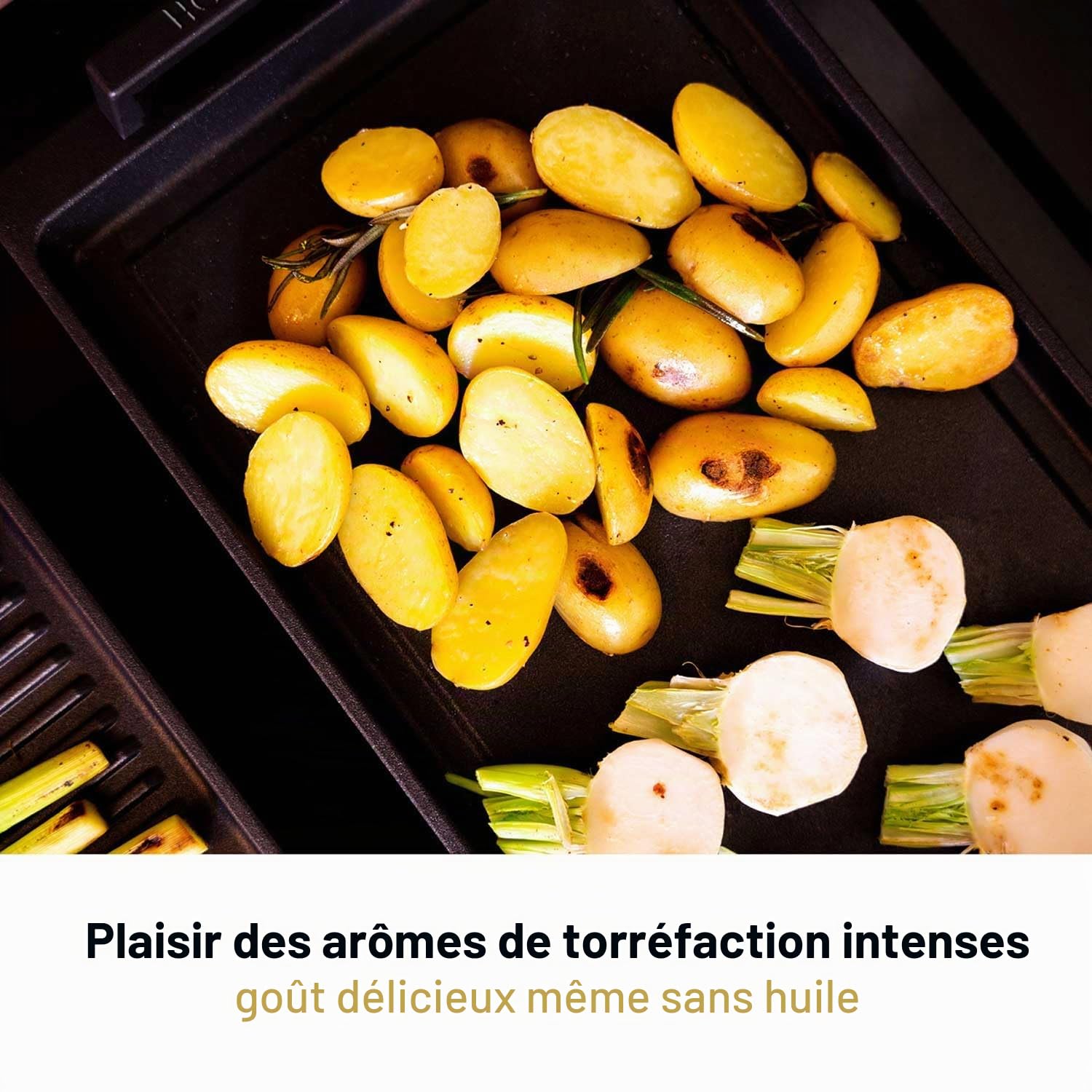 Hoffmann Plancha Teppanyaki 41x24 cm I avec Poignées Latérales I Compatible Induction I Grill Barbecue Plaque de Cuisson I Revêtement Antiadhésif I Surface Lisse