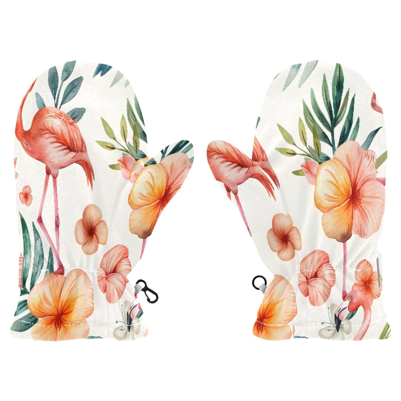 Kid's Winter Gloves Children Warm Gloves Colorful Watercolor Flamingos for Boys Girl Age 4-6 Years