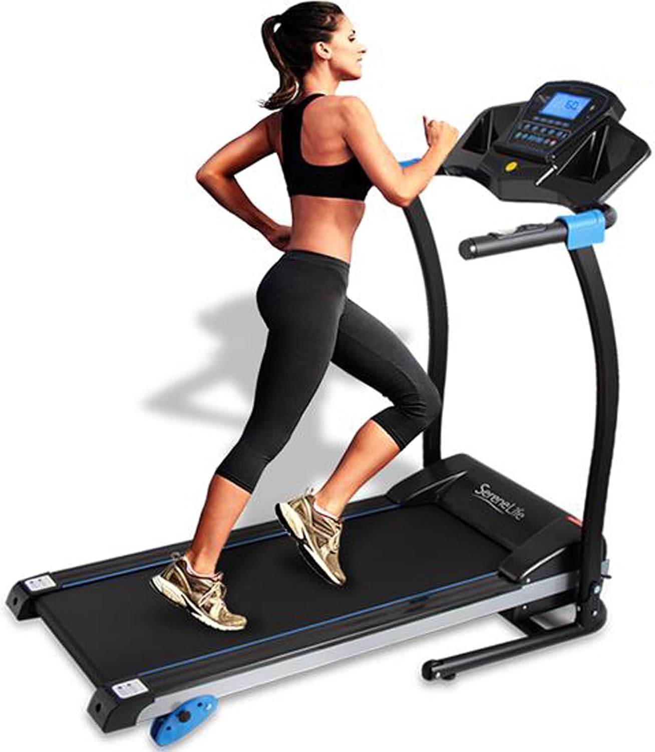 SereneLife Electric Folding Treadmill – Foldable Home Fitness Equipment for Walking & Running, 1.5 HP Indoor Home Cardio Machine with Downloadable App, Safety Key, 3 Incline Levels, 16 Training Modes SereneLife Electric Folding Treadmill – Foldable Home Fitness Equipment for Walking & Running, 1.5 HP Indoor Home Cardio Machine with Downloadable App, Safety Key, 3 Incline Levels, 16 Training Modes