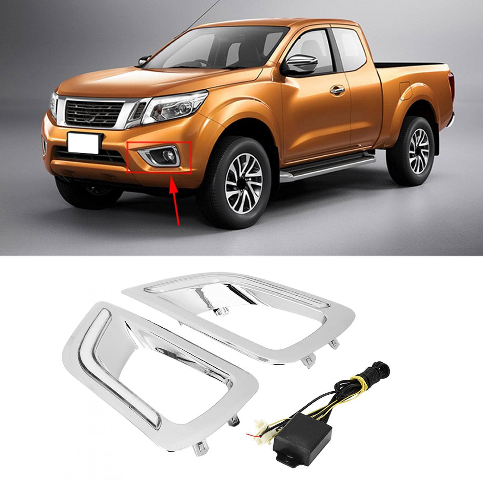 Luz de circulación diurna, lámpara de circulación diurna, 2 piezas de dos colores con luz de señal de giro apta para Navara Np300 15-18 Led de silicona