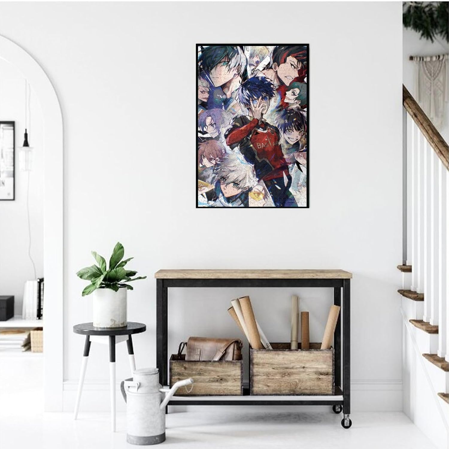 Anime Jigsaw Blue Pr Puzzles for Adults 1000 Pieces Wooden Collage Puzzle 29.5x20 in (Blue 1)
