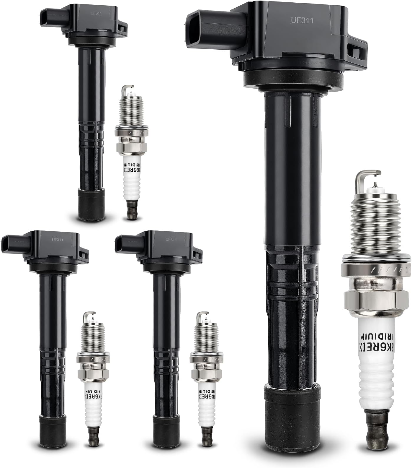 UF311 Ignition Coil & 9807B-561BW Double Iridium Spark Plug For Honda 03-07 Accord,02-11 Civic,02-09 CR-V,03-11 Element,04-05 S2000/06-11 Acura CSX,02-06 Acura RSX Replaces#C1382 UF583 5C1382
