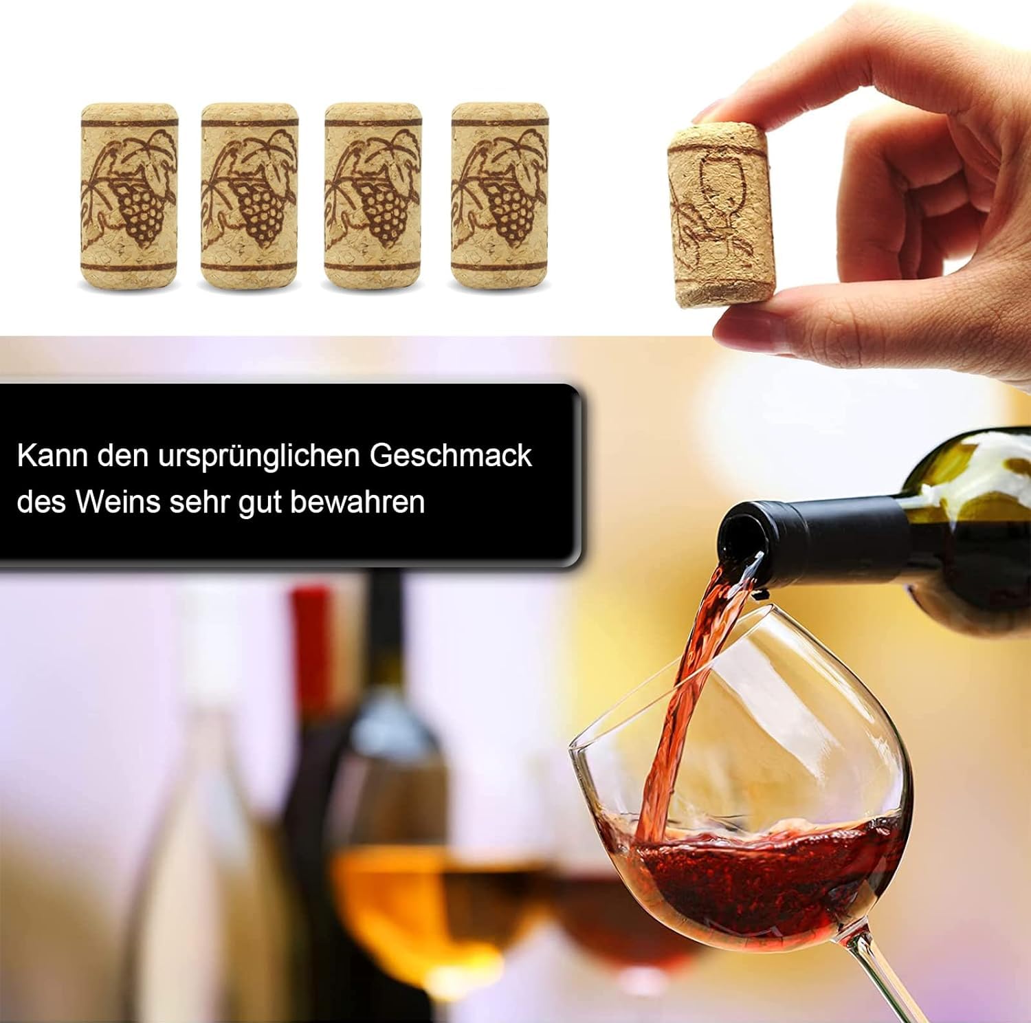 Corcho 100 piezas, 2,2 x 4,4 cm, para manualidades, botella de champán, botellas de vino y cerveza, con patrón