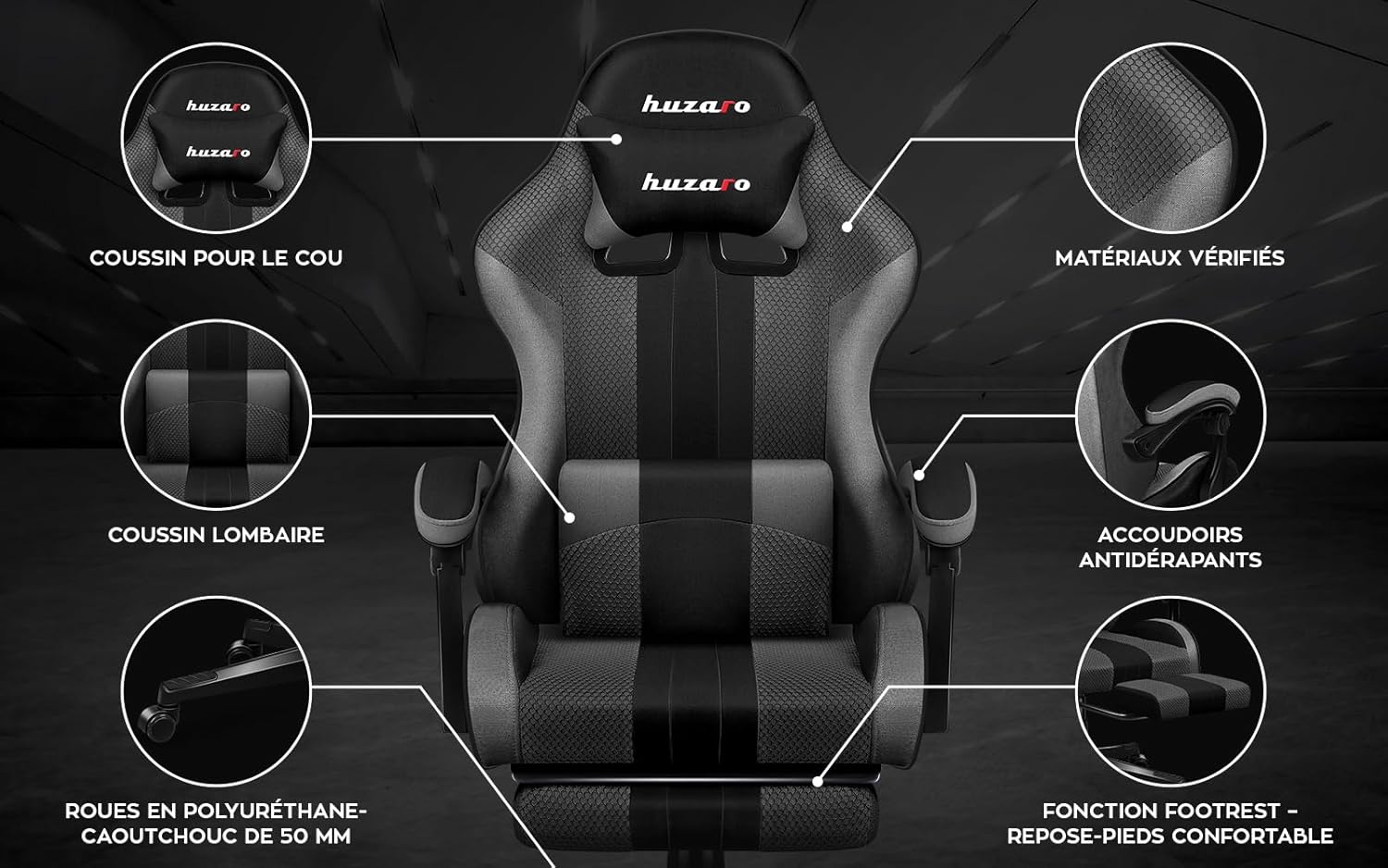 Huzaro Force 4.7 chair with the footrest extended