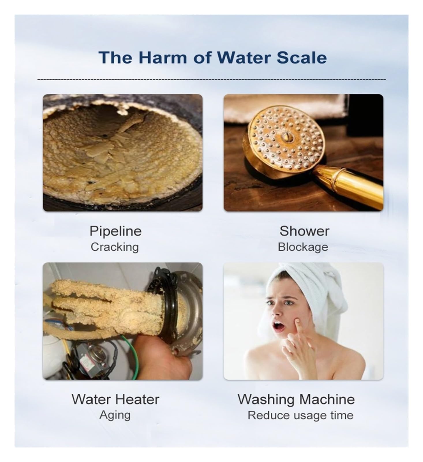 Prefiltro per depuratore d'acqua per doccia, filtro addolcitore per eliminare l'accumulo di acqua dura e calcare, migliorare l'esperienza della doccia e la salute della pelle