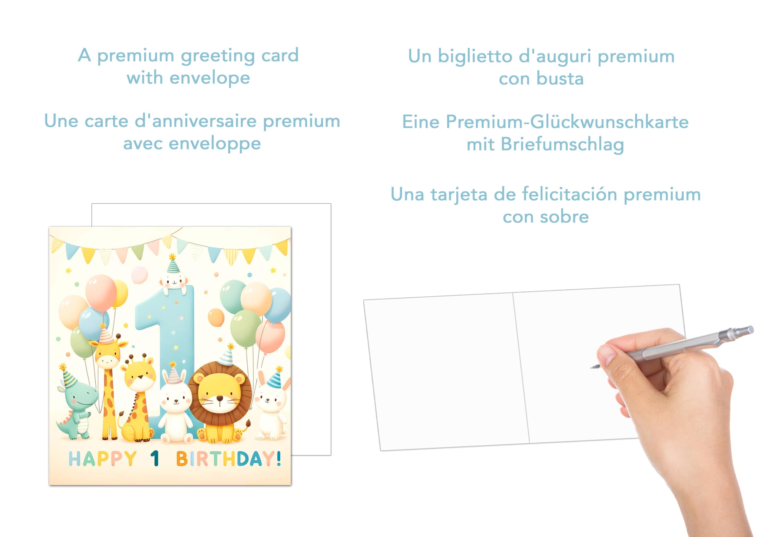 Listener Wildlife Biglietto D'Auguri Quadrato Con Busta - 15x15 Cm, Carta Pesante 300gsm Con Dipinto Di Animali