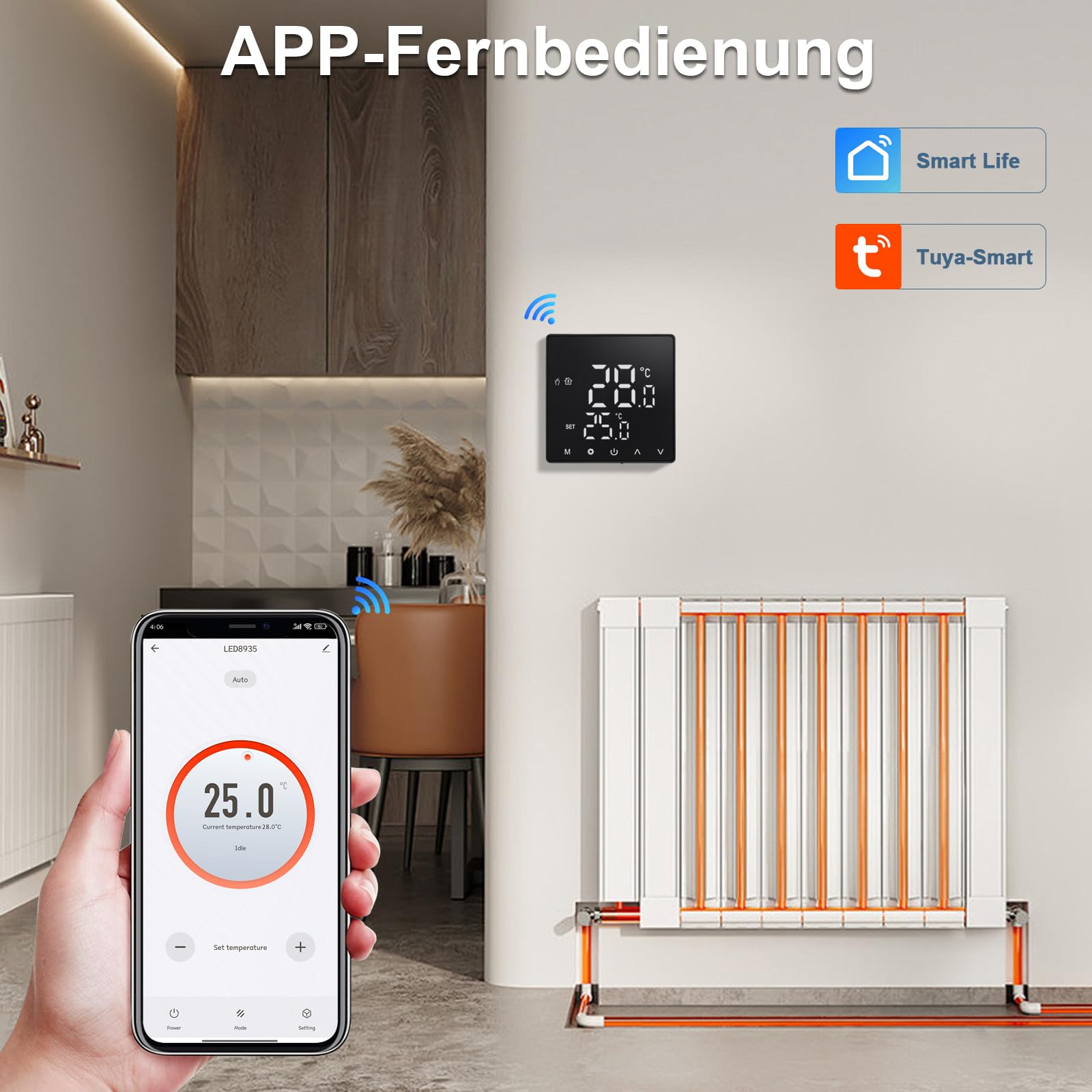 CNBINGO Thermostat intelligent pour chauffage au sol, Wi-Fi, 230 V, noir