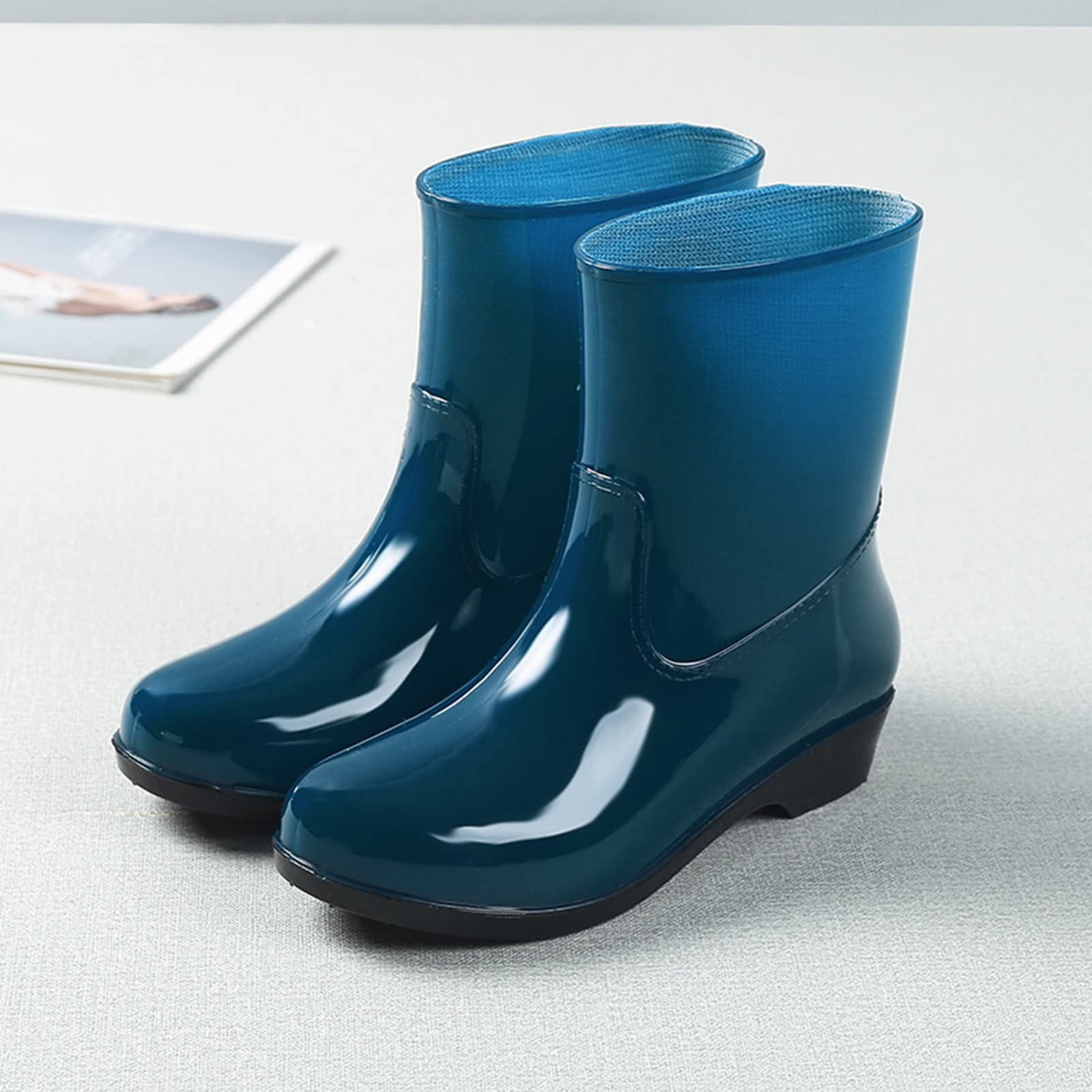 Regenschuhe Damen Wasserdicht - Gummischuhe Damen Kurz Rutschfest Regenstiefel Weiter Schaft Gummistiefel Bequem Leicht Gartenschuhe Slip On Angelstiefel Abriebfest Watstiefel Für Jede Jahreszeit