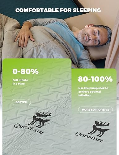 Miniatura 6 de Colchoneta de dormir autoinflable de 4 pulgadas de grosor con espuma, colchón de campamento de aire, innovadora estructura telescópica en forma de