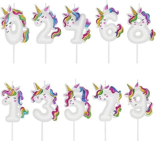 Miniatura 6 de DERVENTA Juego de velas de cumpleaños con número de unicornio y unicornio (número de unicornio, 6)