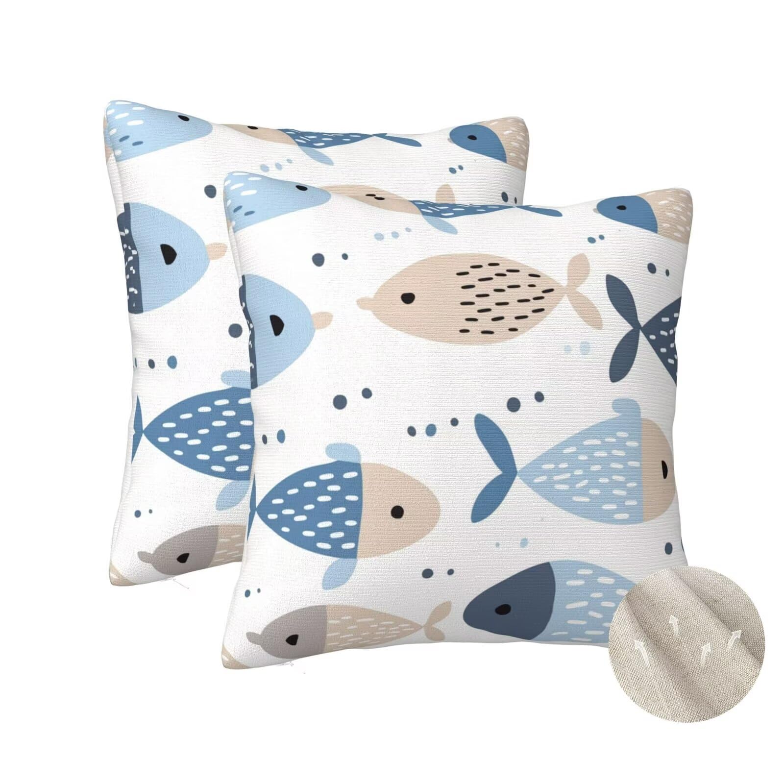 Carré coussin canapé motif poisson pour rénover votre déco