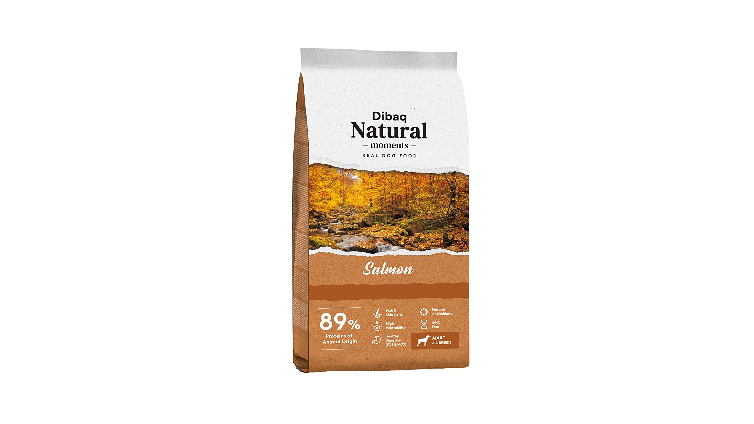 Dibaq Natural Moments Salmon: pienso de salmón para Perros Adultos Especial para Cuidado de la Piel y el Pelo. Ingredientes 100% Naturales. 15 Kg.