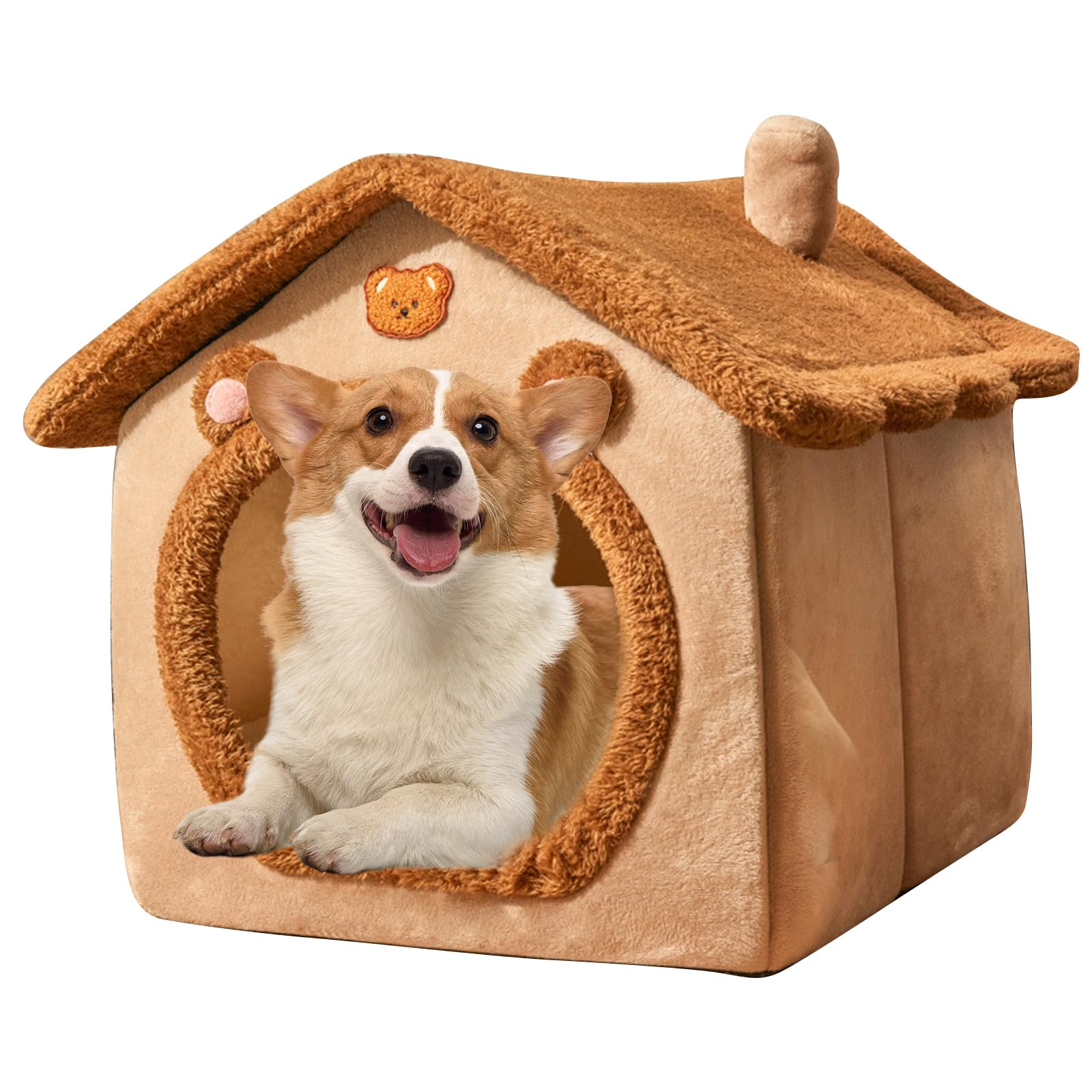 PETCUTE Niche Animaux de Compagnie Interieur,Lavable Lit De Grotte pour Chat,Panier Doux Chaud pour Chat Chien avec Fond Antidérapant,Maison Pliable pour Animal de Compagnie avec Lavable Oreiller