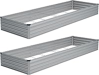 Vista 19 de Vengarus Kit de cama de jardín galvanizado elevado de 8 x 4 x 1 pies (paquete de 2), maceta de metal para exteriores, contenedor rectangular