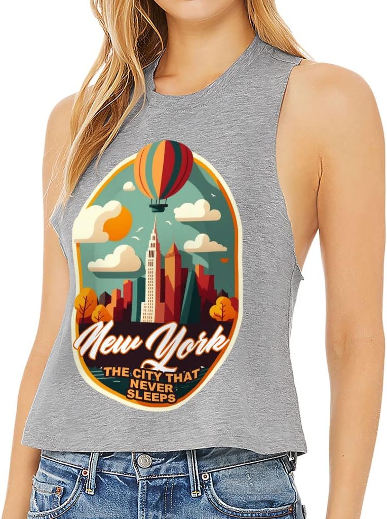 City That Never Sleeps Racerback Cropped Tank - New York Women's Tank - Graphic Tank Top