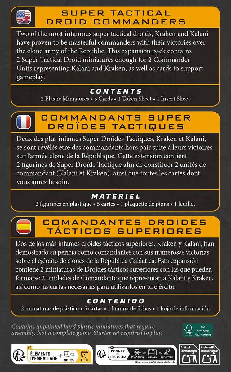 Asmodee Star Wars: Legion Super Tactical Droid Commanders - Separatist Alliance Leader Expansion, Tabletop Miniatures Game, Strategy Game for Kids and Adults, Ages 14+, 2 Players, 90 Min Playtime
