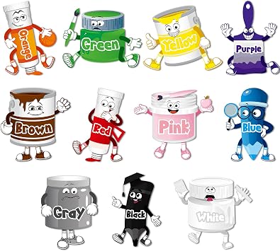 Fulmoon 11 Pcs Color Posters Human Shaped Color Cutouts Bulletin Board Set Learning Color Division Chart Artificial Color Cutouts Chart for Preschool Kindergarten Leaning Studying Classroom Wall Decor