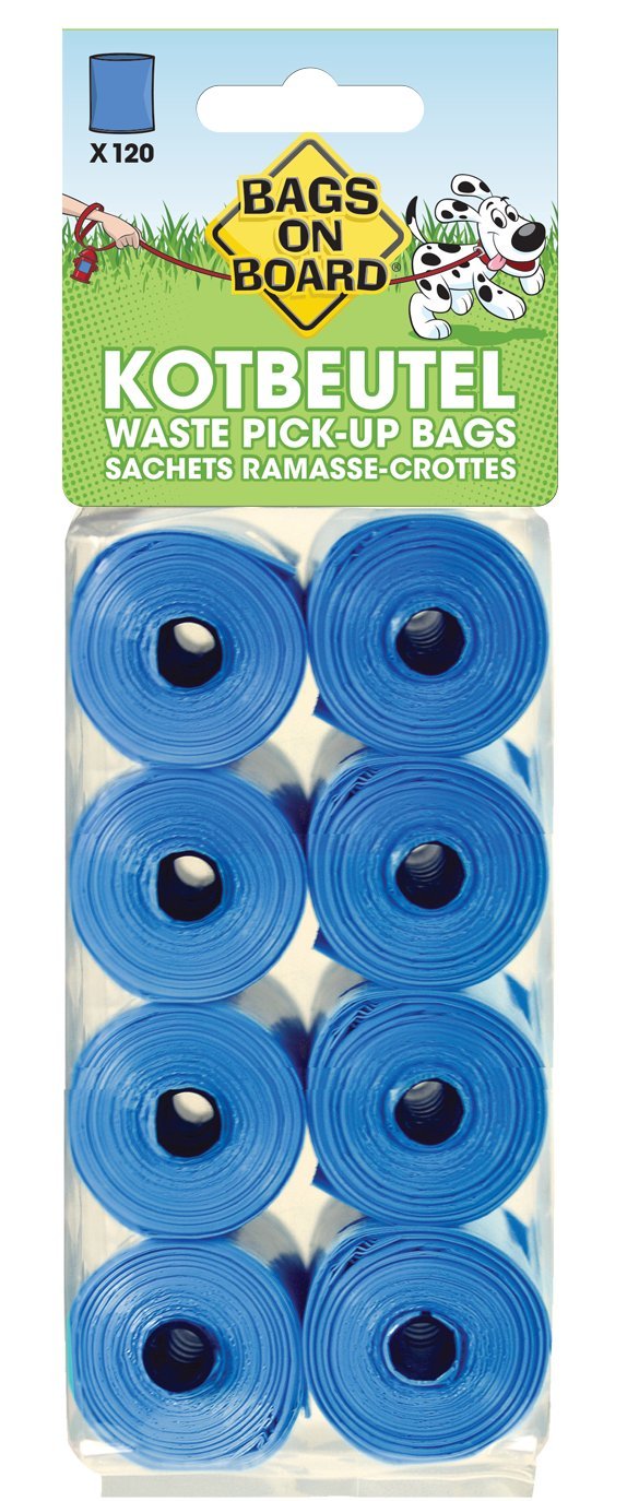 Bags on Board Bolsas para excrementos de Perro, Resistentes, a Prueba de Fugas - 120 Bolsas Azules