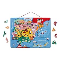 Janod Cartina della Spagna Magnetica, Puzzle Bambino in Legno, Magnetici, Gioco Educativo Geografico, Versione Spagnola, dai 7 Anni in su, J05478, Multicolore, 60 Pezzi