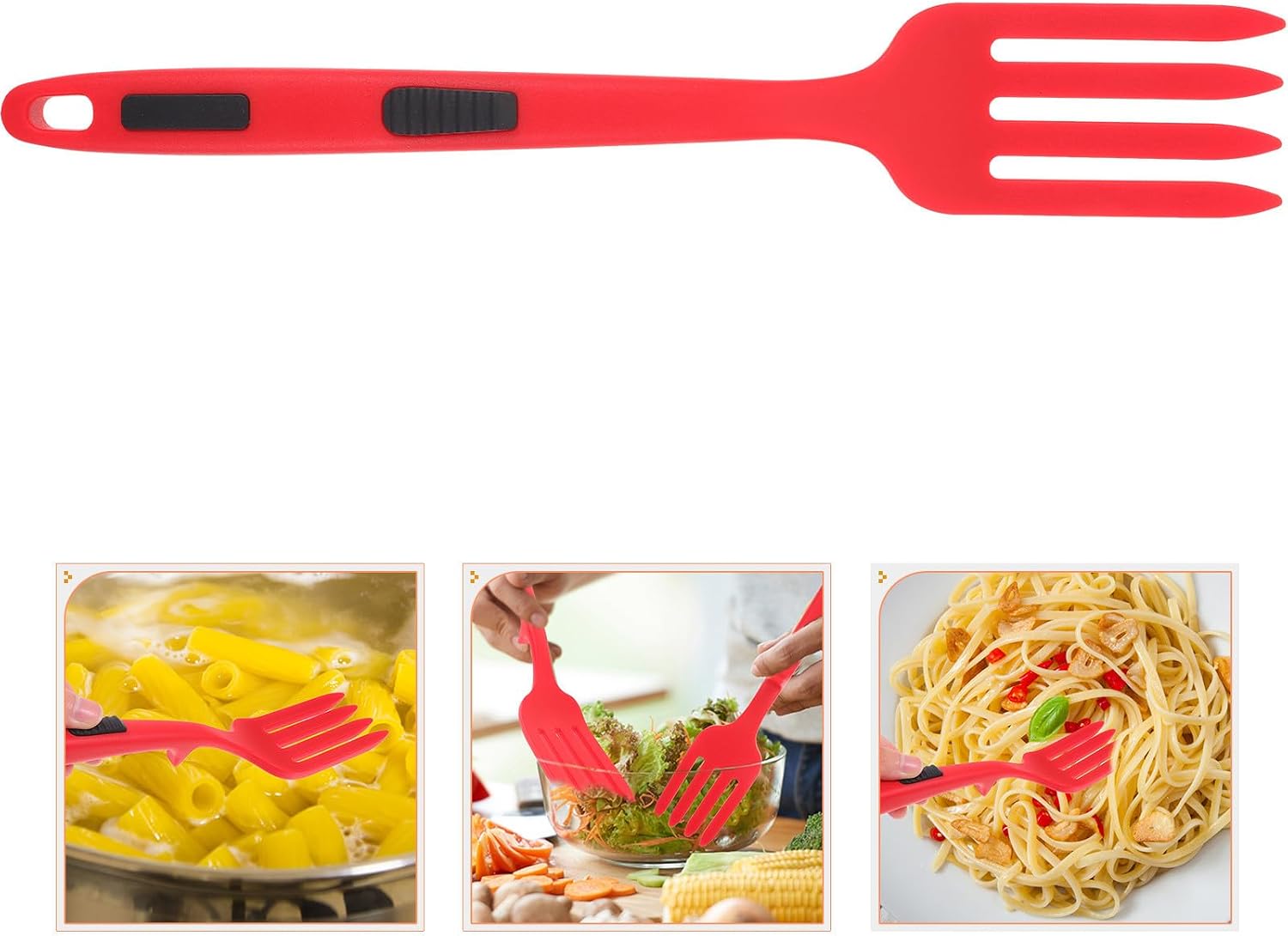 Silicone Pasta Server Fork Reusable Kitchen Food Fork for Cooking