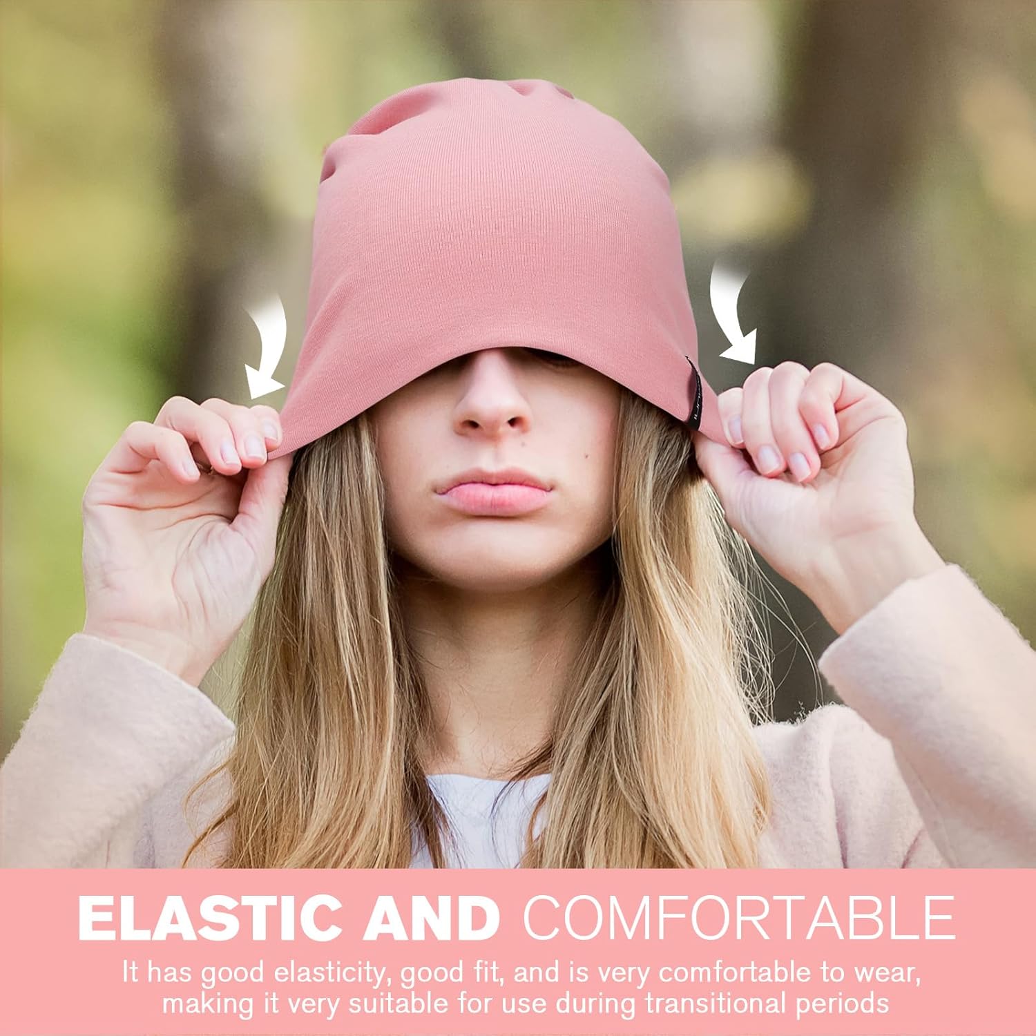 Slouchy Beanie for Women Men Soft Cotton Chemo Hats Double-Layer Warm Beanie Cap for Daily Wear & Transitional Seasons - Image 3