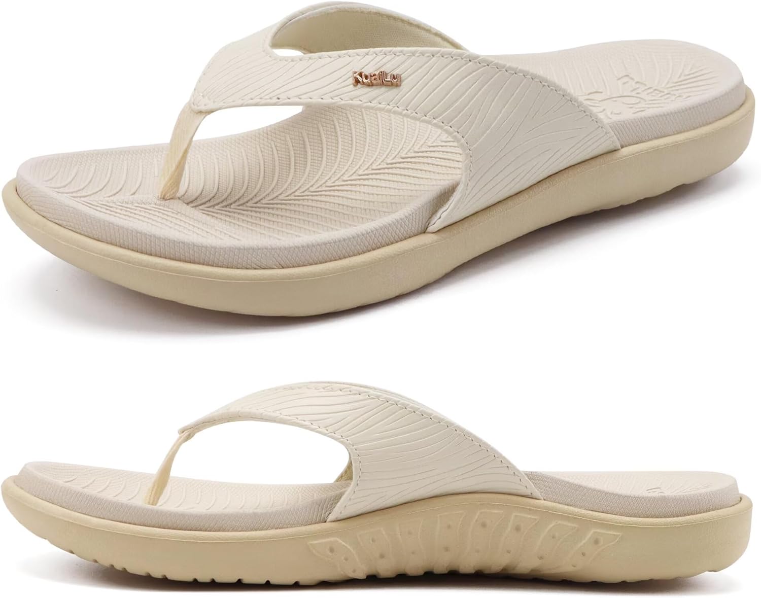 KuaiLu Flip Flops For Women Ladies Orthotic Yoga Mat Cushion Sandals Dressy Womans Lightweight Summer Slip On Beach Sandles with Comfortable Arch Support (US Size 5-12)