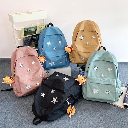Miniatura 7 de Mochila Kawaii con bonitos accesorios colgante, mochila informal de viaje, ligera, para laptop, para mujeres al aire libre, Rosado, Mochila Kawaii