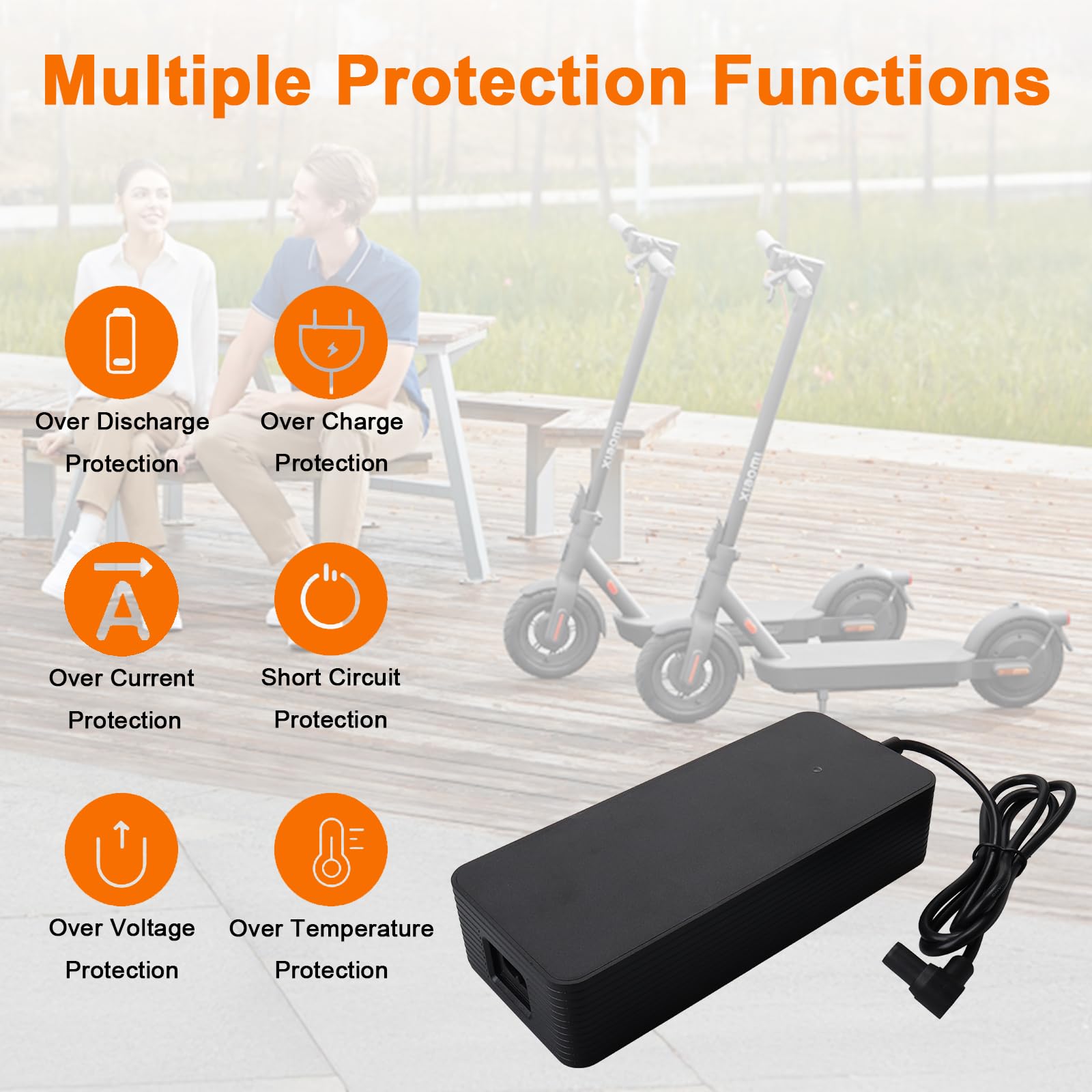 Chargeur 53,6 V 2 A pour Trottinette électrique, Compatible avec Les Batteries Lithium 48 V, Notamment Les Xiaomi 4 Pro 2e Génération, 4 Ultra, 5, 5 Pro et Les Hoverboards/Vélos électriques