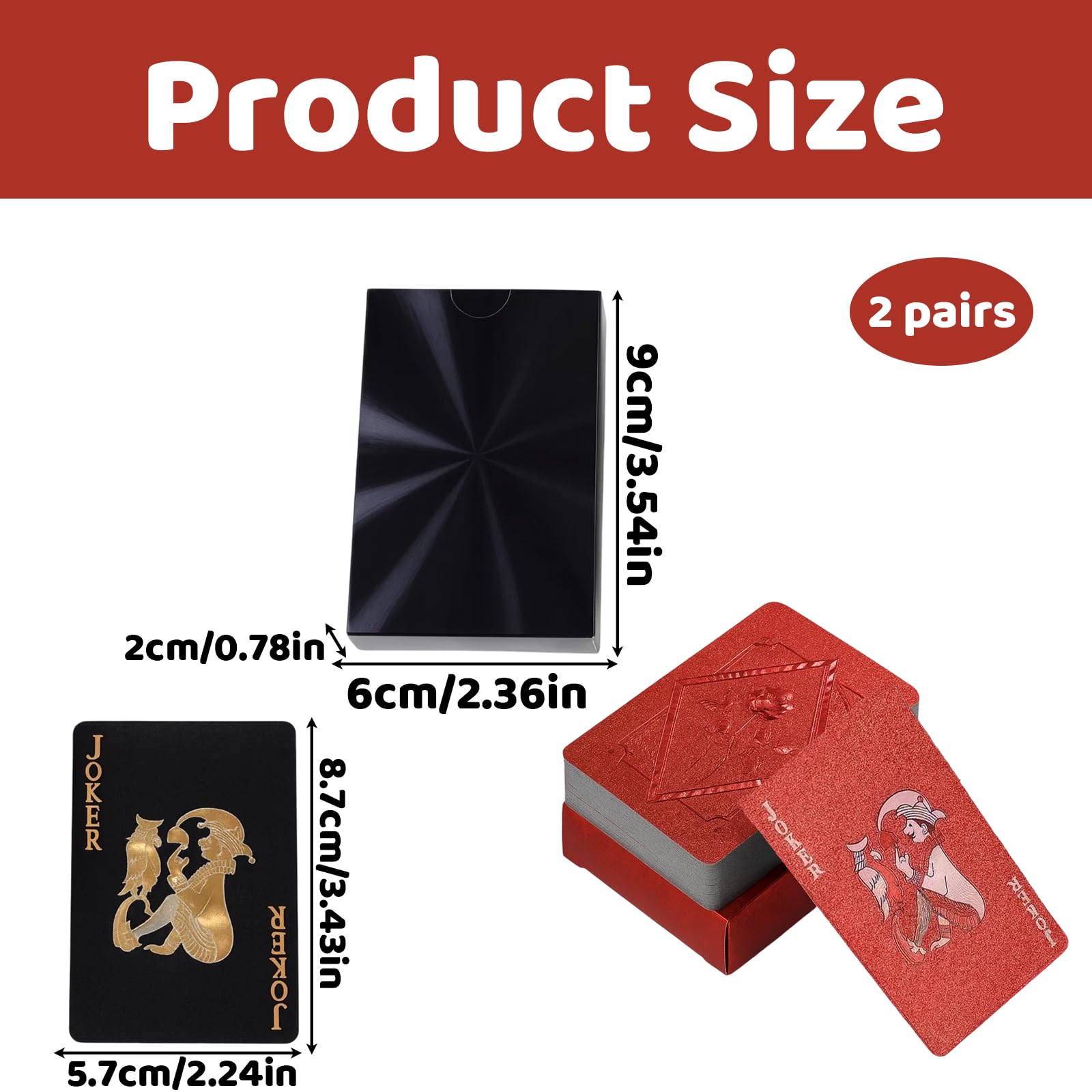 JORcadis 2Pcs Playing Cards, Gold Foil Silver Plastic Poker Cards - Image 2
