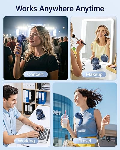 Miniatura 6 de SWEETFULL Ventilador portátil de mano, batería recargable de 5000 mAh, viento de 6 velocidades, pantalla digital LED, mini ventilador de viaje