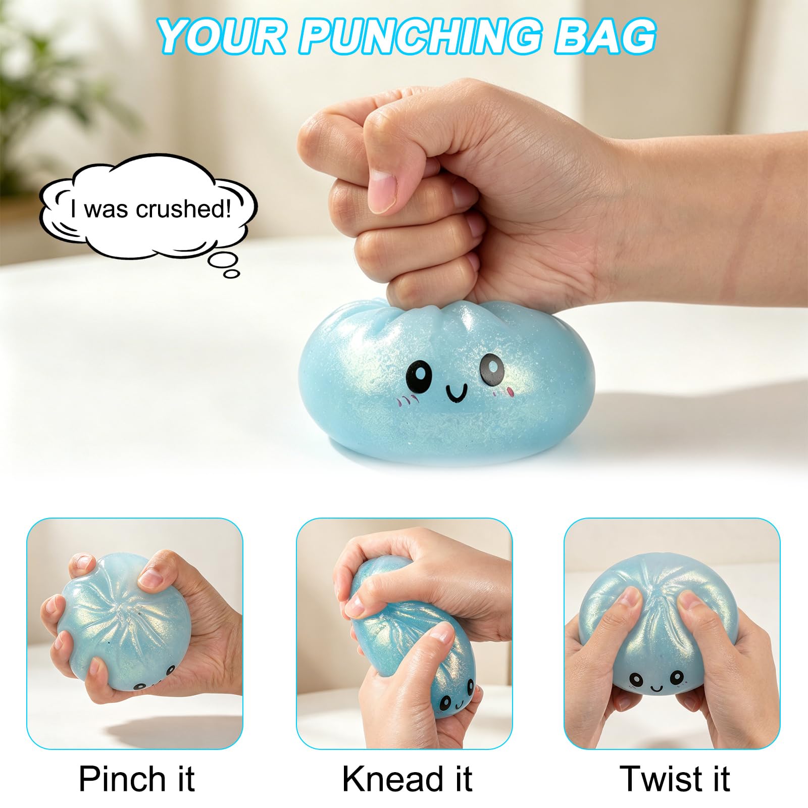 Mystery Dumplings Squishy with Steamer, Random Squishy Dumpling Mystery Glitter Dumpling Squishies, Dumplings Squishy Toy - Image 3
