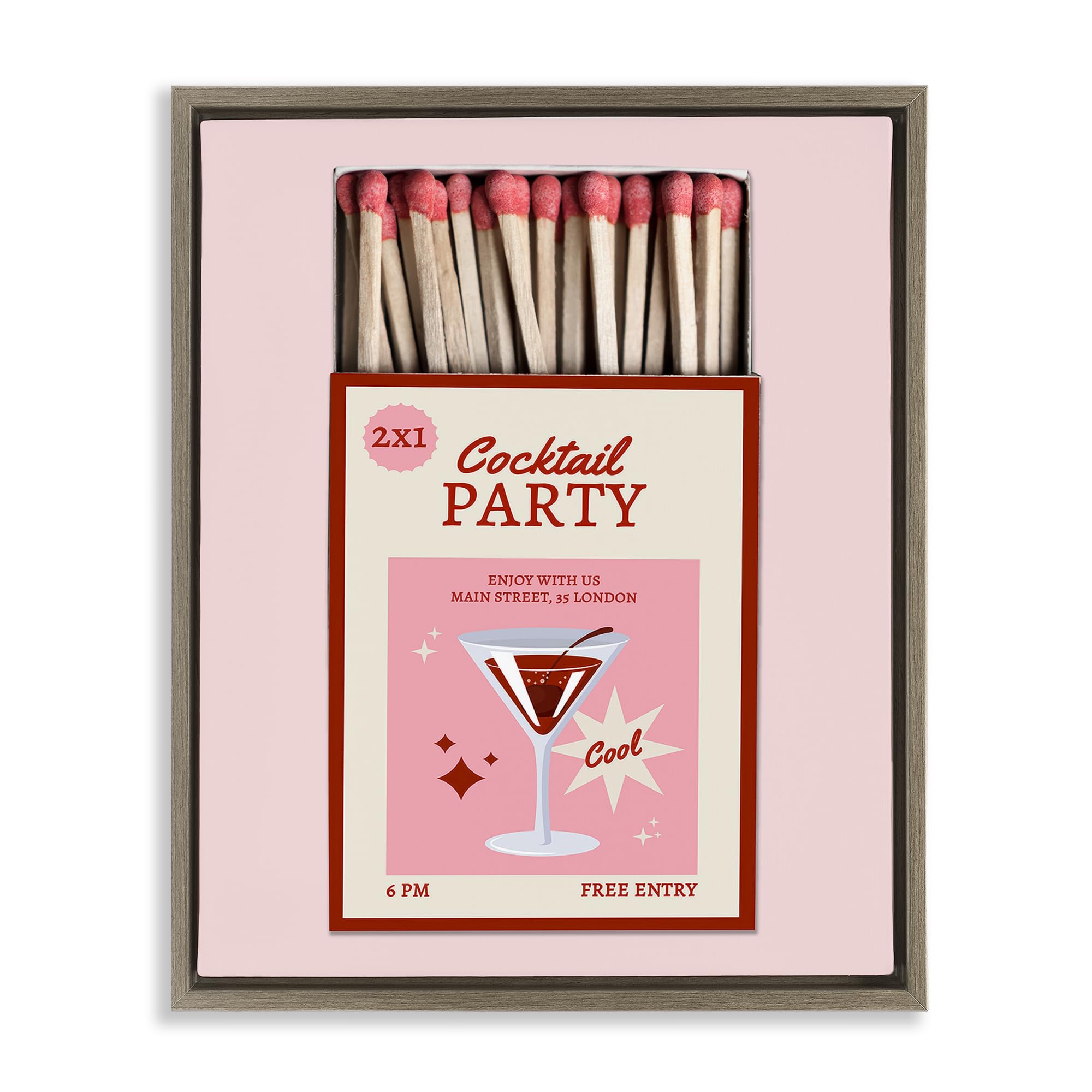 Stupell Industries Montalcino Elm (Textured) Cocktail Party Matchbox Glam, 16 X 20 Inch Canvas In Floater Frame