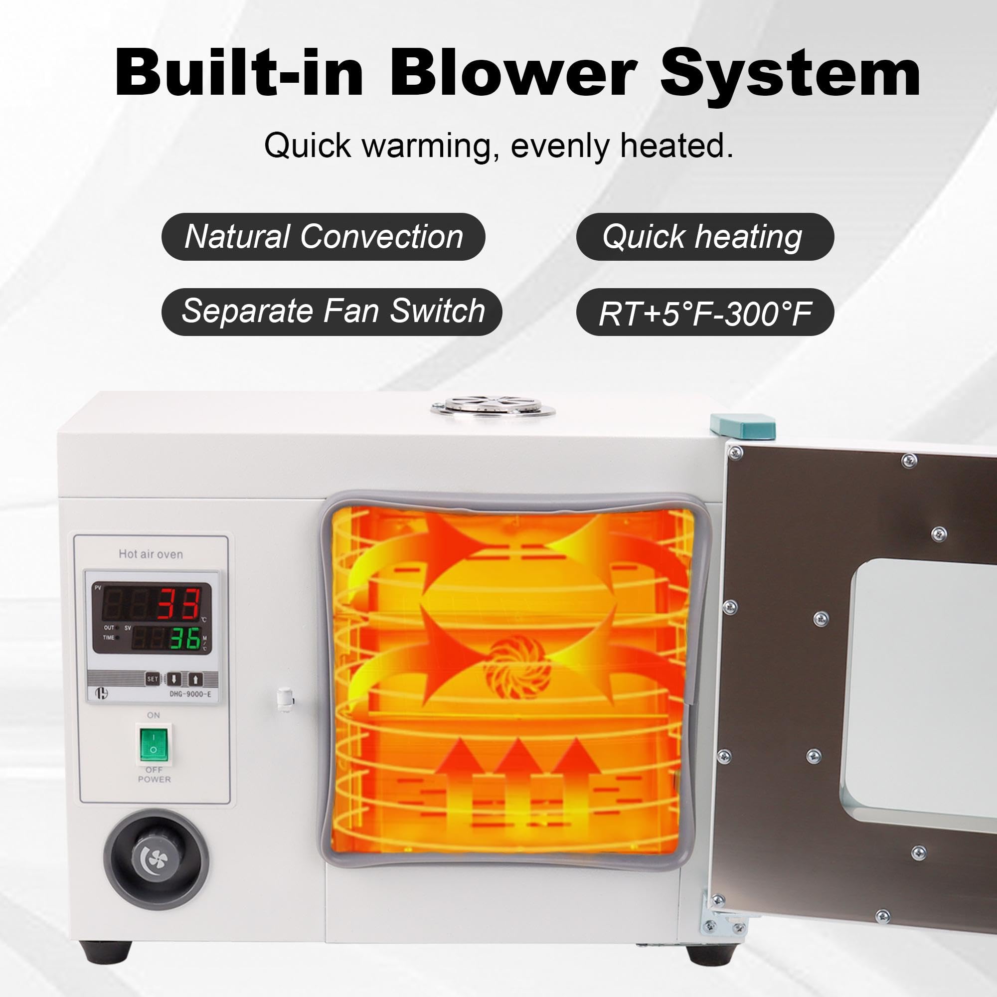 16L Labor Trockenschrank – Starker Umluft-Heizofen mit digitaler Temperaturregelung 50–300 °C, 800W – für 3D-Druck Filament Trocknung, Annealing, Materialerwärmung & Labortests