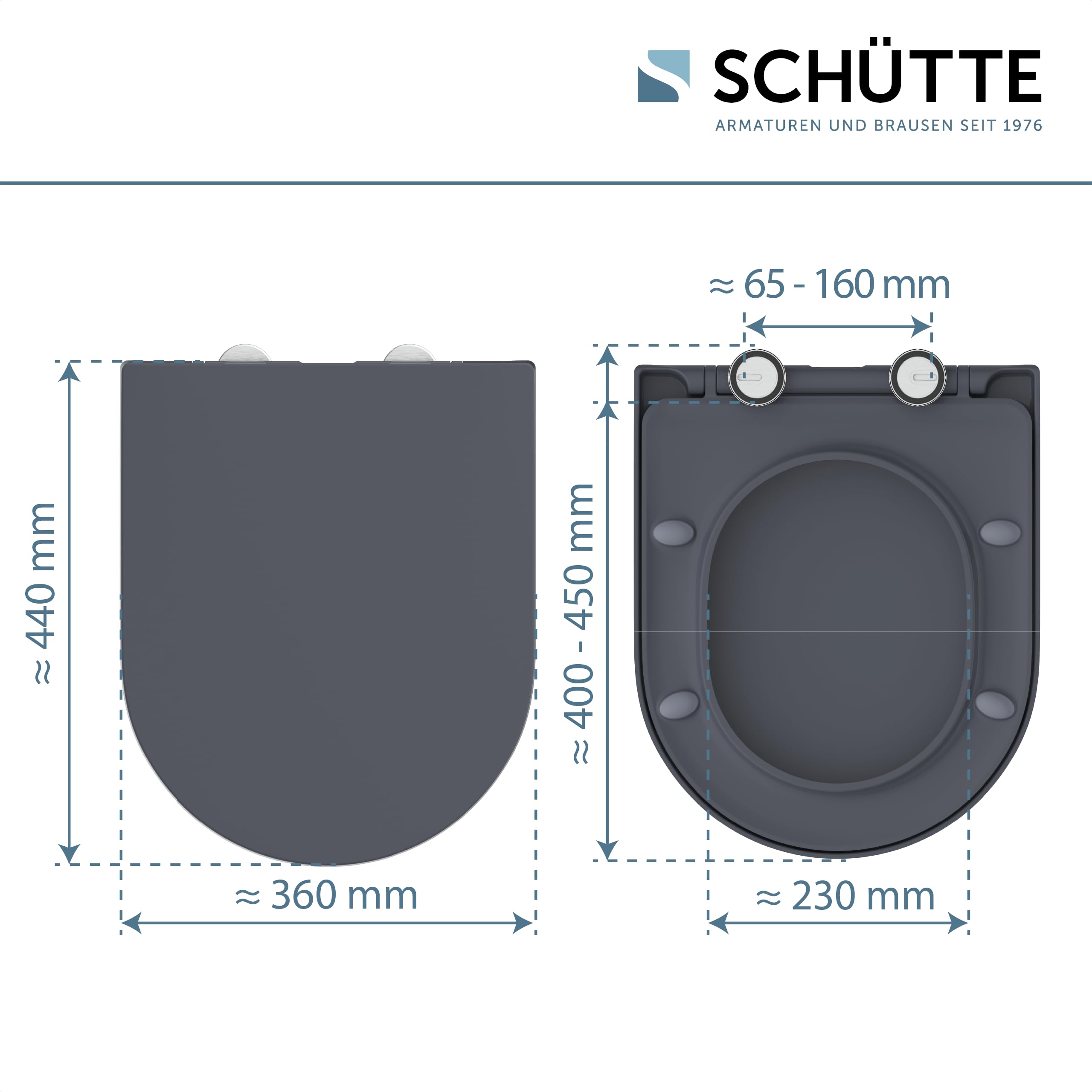 Sedile WC a forma di D con abbassamento automatico | Coperchio rimovibile in Duroplast infrangibile | Montaggio innovativo fai da te con cuscinetti adesivi | Coperchio WC e occhiali portata fino a 200