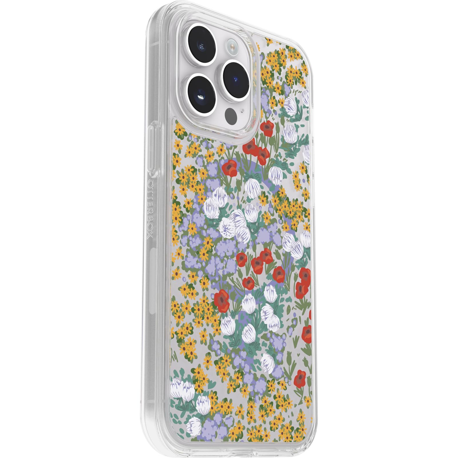 OtterBox Cover per iPhone 14 Pro Max, Symmetry Plus Clear per MagSafe, resistente a shock e cadute fino a 2 metri;sottile,testata 3x norme MIL-STD 810G, Flower Fields