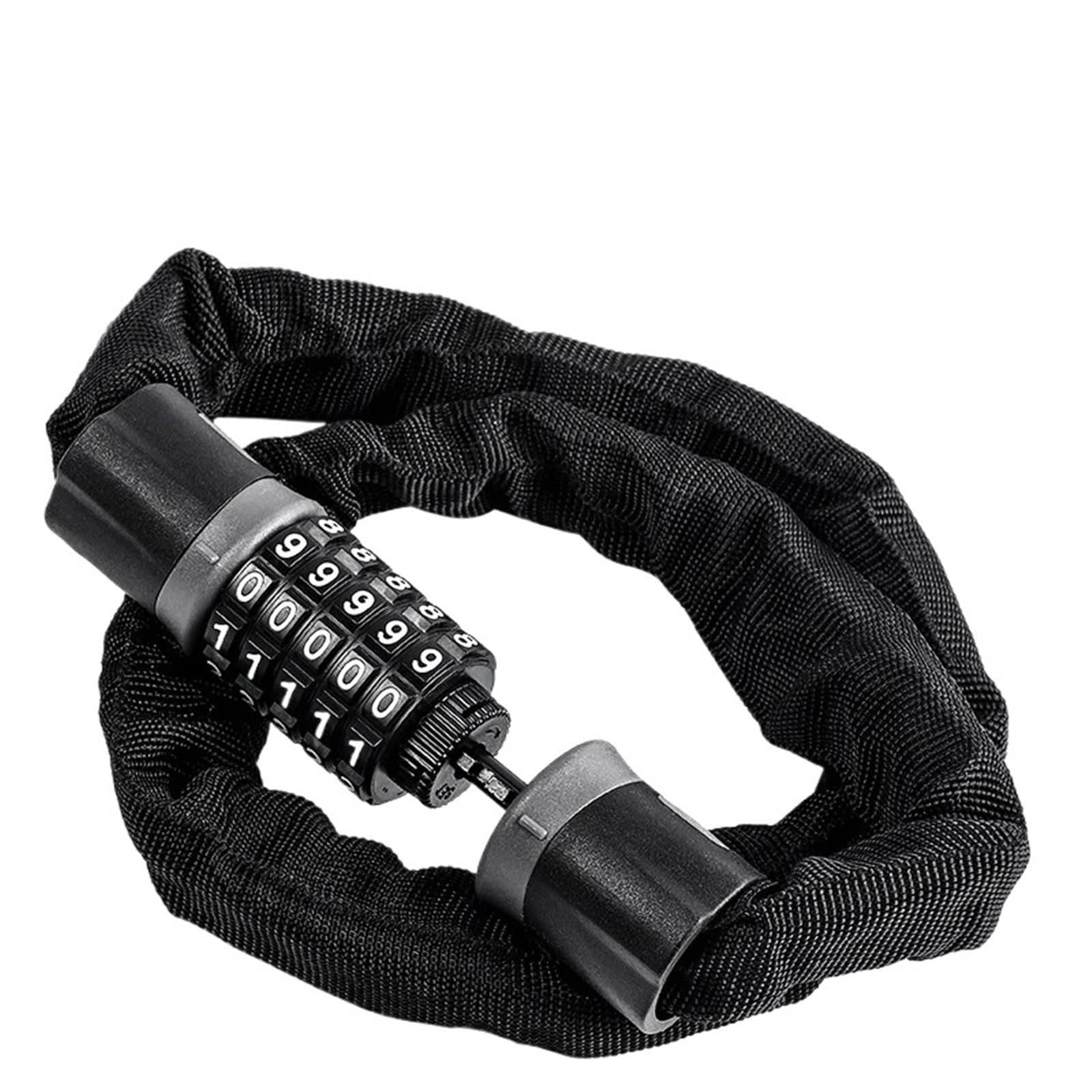 Chain Lock 5 Code Anti-Theft Bicycle Password Chain Lock Alloy Steel ABS Motorcycle Scooter MTB Road Bike Accessories Door Motorbike Lock(120cm Black)