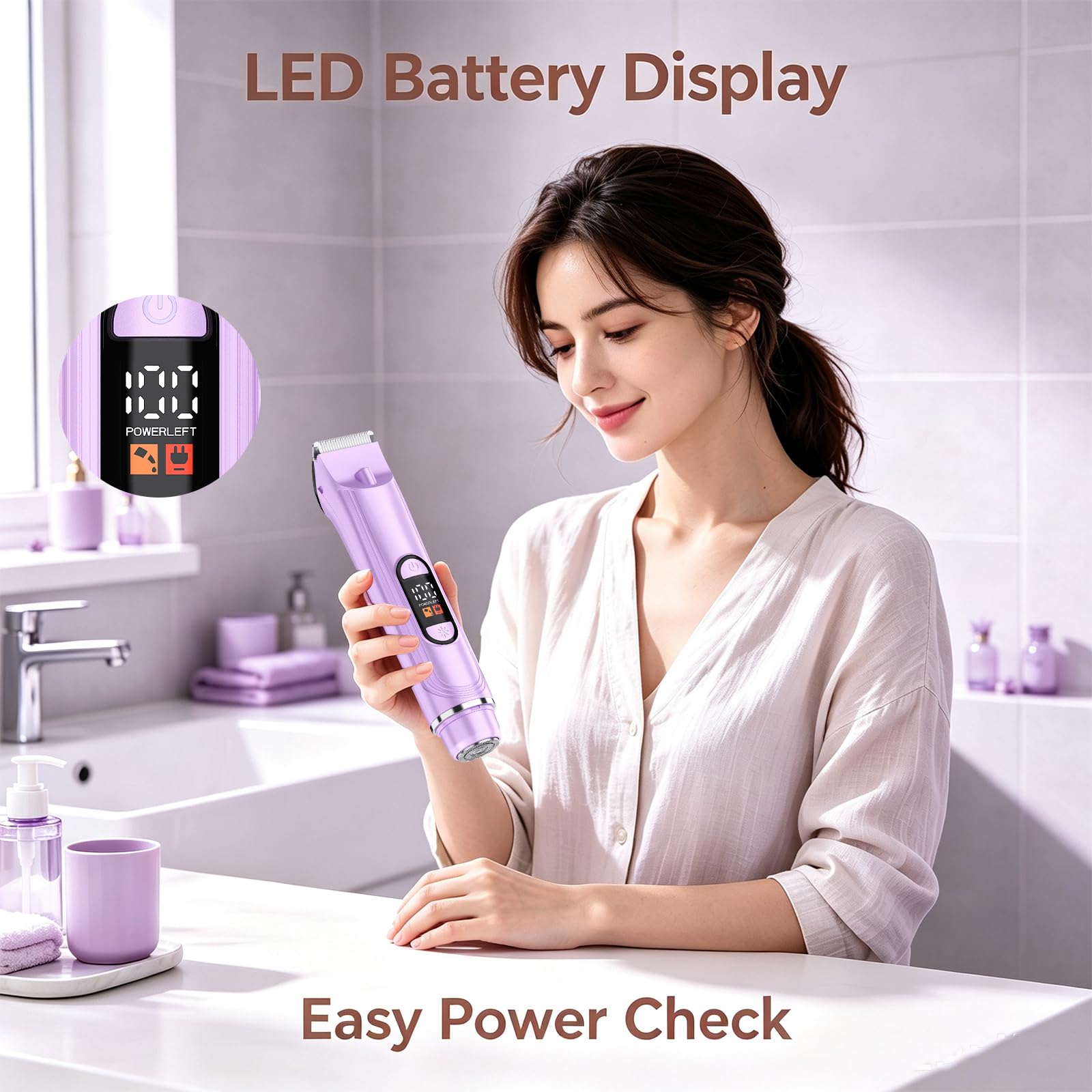Maquinilla de afeitar eléctrica para mujer, removedor de vello corporal 4