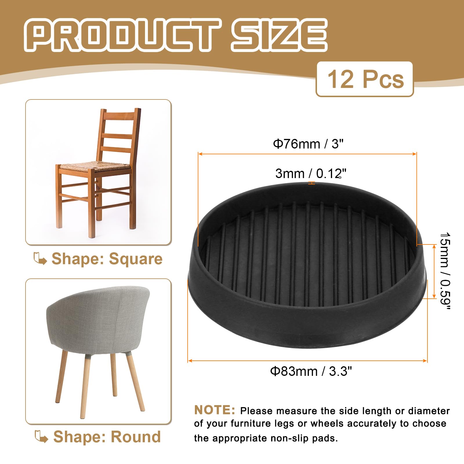PATIKIL 3.3 Inch Rubber Furniture Pads - Image 2