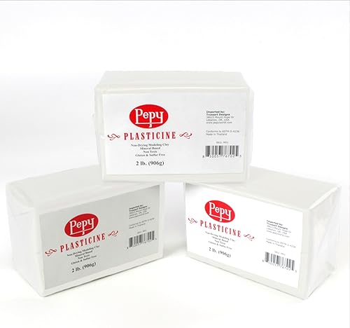 Pepy Arcilla de modelado de plastilina a base de aceite reutilizable y no seca, blanca, 6 libras, sin azufre y no tóxica, ideal para niños,